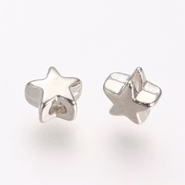 Stjärnor i tibetsilver, nickelfria mellandelar, 5mm (50st)