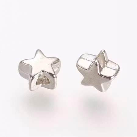 Stjärnor i tibetsilver, nickelfria mellandelar, 5mm (50st)
