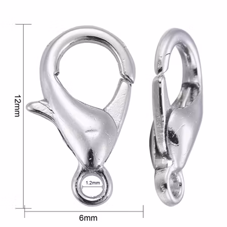 Klolås, 12mm, zink, platinum (10st)