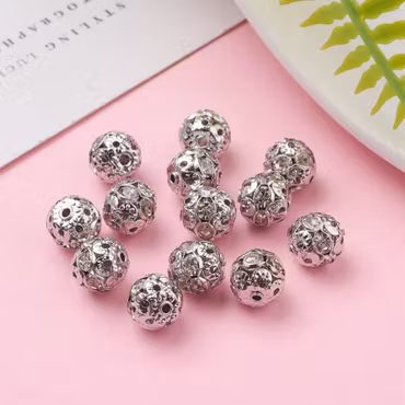 Strasspärla i mässing, platinum, grad A, 8mm (10st)