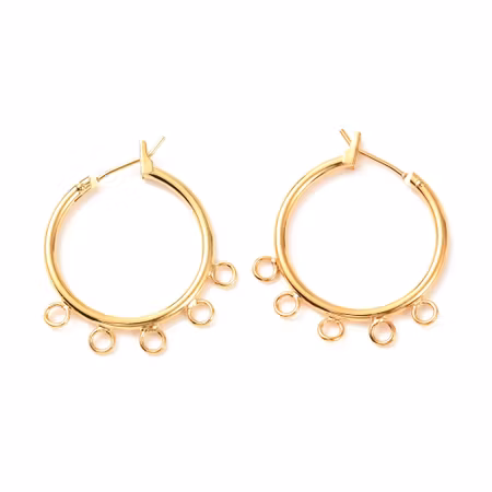 Hoop i äkta 18K guld, örhänge med 5 loop, 27mm (par)