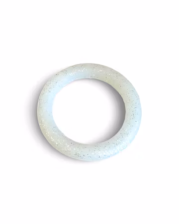 Silikonring, vit/glitter, pärlram, bitring, tvättbar, fri från BPA, 65mm (st)