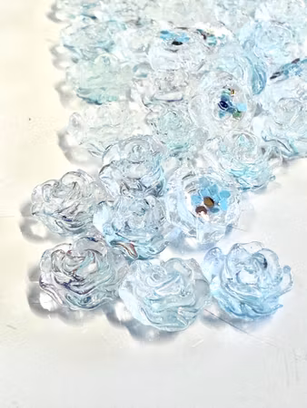 Blåa rosor nail art, transparent glitter, 8mm (50st)