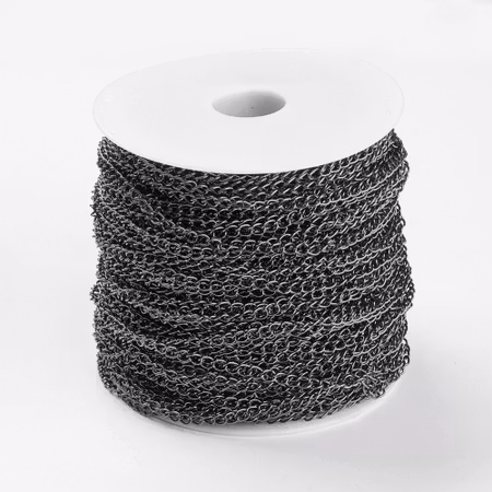 Twistkedja, järn, 5x3,5mm, svart, 5 meter