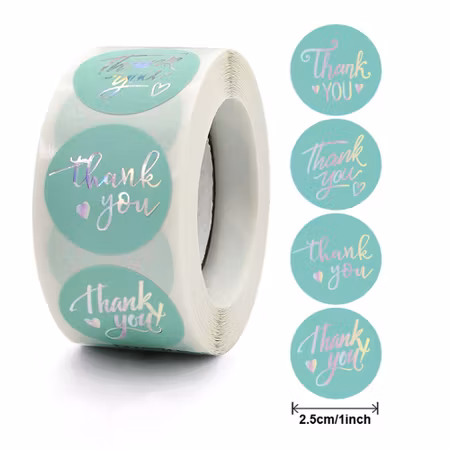 Thank you, turkos, Klistermärke, 2,5cm