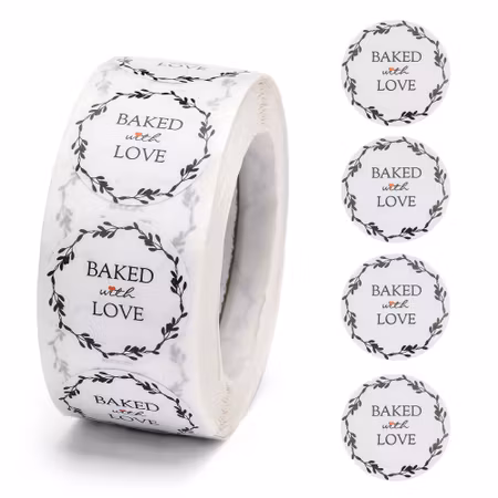 Baked with love, Klistermärke, 2,5cm (50st)