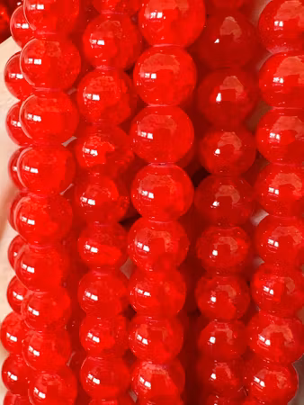 Sträng glaspärlor, dovt Krackelerade Im so red, 8mm (100st)