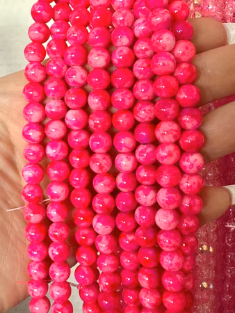 Sträng Swirl Pink pop, 8mm, glaspärlor (ca100st)