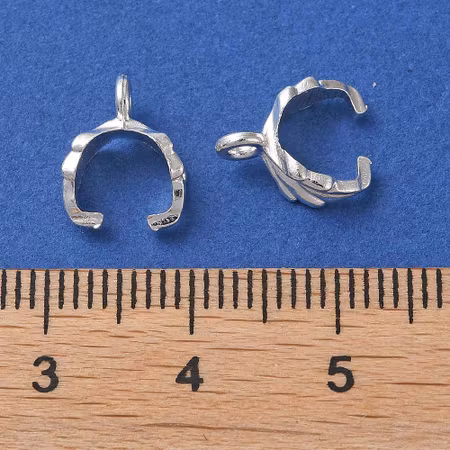 Ice pick bail, berlockhållare, silver, 11x4.5mm (10st)