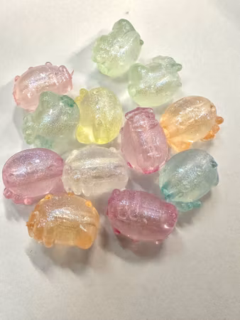 Självlysande, glittriga pärlor, katter, 15mm (10st)