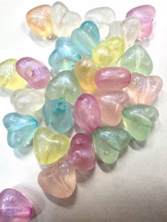 Självlysande, glittriga, hjärtan, 10mm (50st)