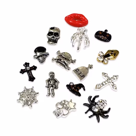 Halloween nailart av mässing, cubic zirconia (15st)