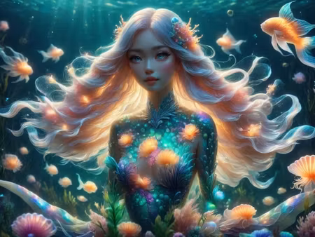 Painting by numbers, mermaid, 60x45cm, endast canvas.