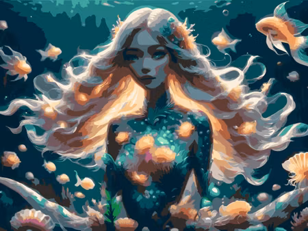 Painting by numbers, mermaid, 60x45cm, endast canvas.