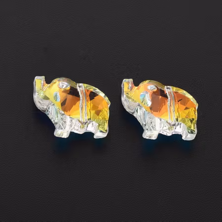 Glaspärlor, elefant, galvaniserade, 15mm (4st)