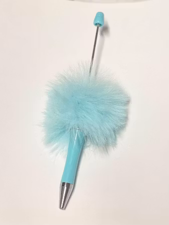 Pärla en penna med fluff, blå (st)