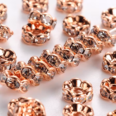 Strassrondell, 6mm, klass AAA, roséguld, vågig, mässing (10st)