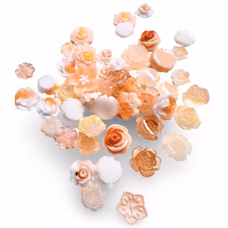 Blandade blommor, peach, nailart (50st)