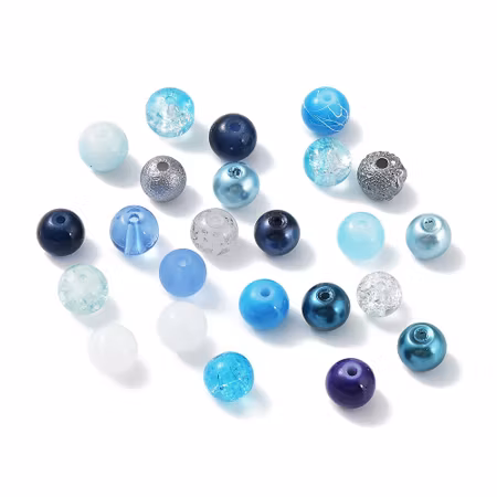 Mix av glaspärlor, 8mm, blue blue blue (75st)