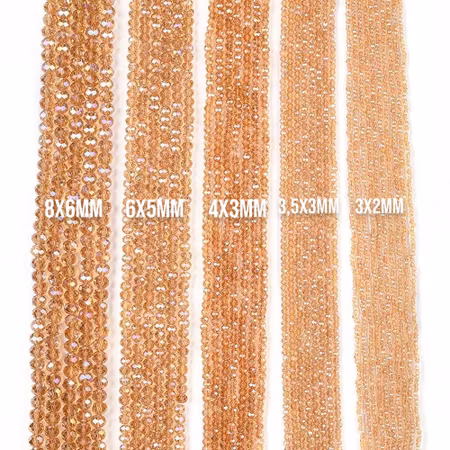 Sträng slipade glasrondeller, goldenrod, 6x5mm (85st)