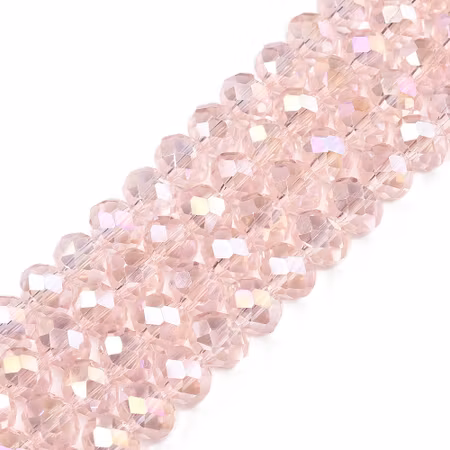 Slipade glasrondeller, pink, 6x5mm (85st)