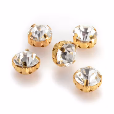 Krysspärlor rhinestones ,klar guld, 10 mm (20st)