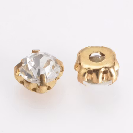 Krysspärlor rhinestones ,klar guld, 10 mm (20st)