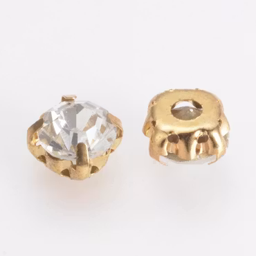 Krysspärlor rhinestones, klar guld, 8 mm (20st)