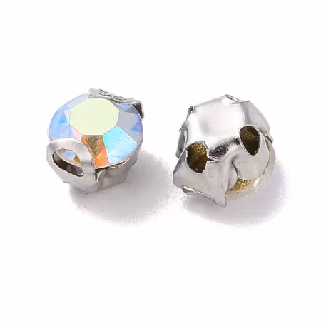 Krysspärlor rhinestones klar AB-pläterad 4 mm 100st