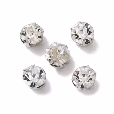Krysspärlor rhinestones, klar, silver, 4 mm (100st)