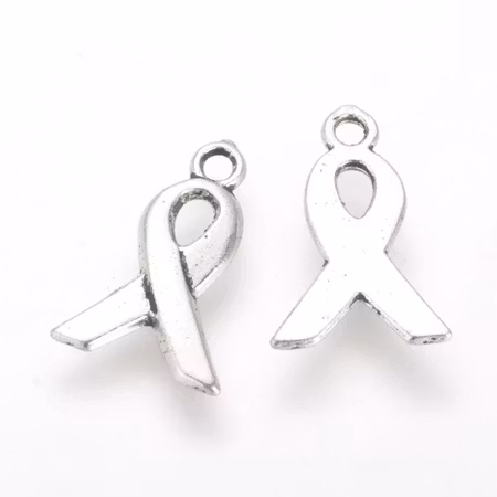 Band, cancer awareness, silver, 14x9mm (20st)