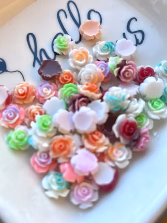Rosor av resin, Nail art, pastell, 9mm (50st)