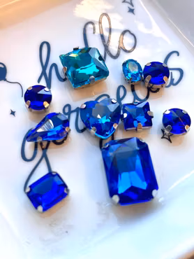 Multistrand rhinestones, blå mix (10st)