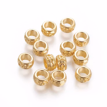 Rondell tibetisk av blandmetall guld 6x3 mm (50st)
