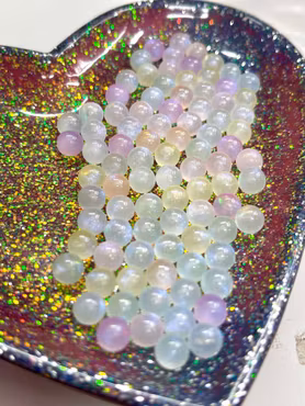 Självlysande dekorpärlor, glittrig pastell, 6mm (100st)