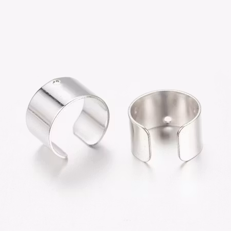 Ear cuff av mässing, silver, 10mm (10st)