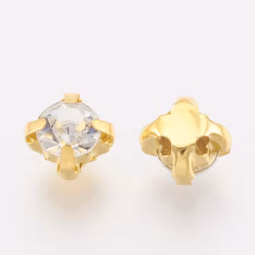 Krysspärlor med rhinestones av kristallglas mässing i guld 3 mm 100st