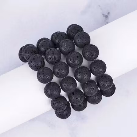 Naturlig svart lavasten, 10mm (ca 40st)
