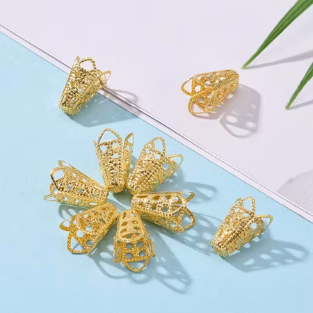 Pärlhatt, pärlkon, guld, 16x10mm (20st)