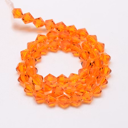 Sträng Biconeslipade kristallimitation, orange, 3mm (ca115st)