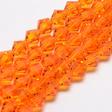 Sträng Biconeslipade kristallimitation, orange, 3mm (ca115st)
