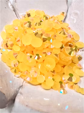 Strass, halvpärlor, gul, 4-6mm (10g)