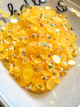 Strass, halvpärlor, gul, 4-6mm (10g)