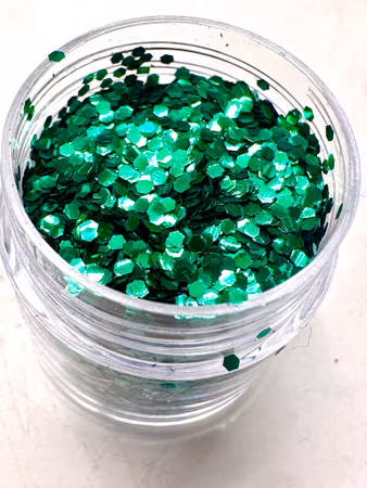 Burk med Miljövänligt glitter, grön, storkornigt (7ml)