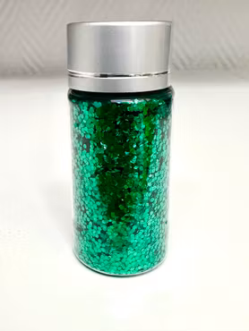 Burk med Miljövänligt glitter, grön, storkornigt (35ml)