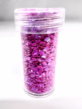 Burk med rosalila nailart, strössel, ruter, 4mm (20ml)