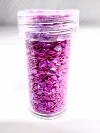 Burk med rosalila nailart, strössel, ruter, 4mm (20ml)