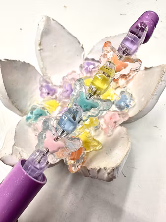 Slipade fjärilar, bead in bead, pastell, 15.5mm (20st)