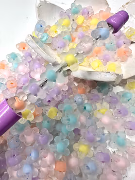 Frostade blommor, bead in bead, pastell, 11.5mm (20st)