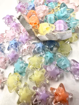 Stjärnor, bead in bead, pastell, 16.5mm (10st)